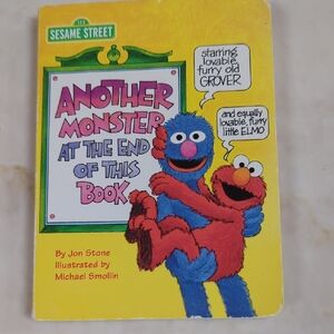 Sesame Street Yellow Kids Book Cover with Blue and Red Characters